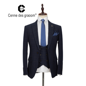 <span class=keywords><strong>Costume</strong></span> 3 pièces de <span class=keywords><strong>mariage</strong></span> pour <span class=keywords><strong>homme</strong></span>, coupe cintrée, en tissu à carreaux de haute qualité, manteau à revers, <span class=keywords><strong>costume</strong></span> de dîner pour printemps - Product Image 1