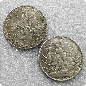 Monedas Conmemorativas Antiguas de 1 Peso México (1909, 1910, 1912, 1914) con Diseño de <span class=keywords><strong>Caballito</strong></span> (Grito de Dolores) - Product Image 2