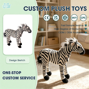Peluche Realista de Cebra Rayada, Juguete de Peluche Suave de Safari Africano <span class=keywords><strong>para</strong></span> Educación sobre la Naturaleza y Decoración de Fiestas Temáticas de Animales - Product Image 1