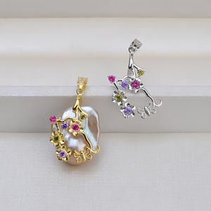 จี้ไข่มุกบาร็อคเงินแท้ 925 ทำมือ สำหรับทำสร้อยคอผู้หญิง รูปทรงพิเศษ ตัวเรือนเปล่า อุปกรณ์และส่วนประกอบสำหรับทำเครื่องประดับ - Product Image 1