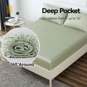 Set Sprei Modern Berbahan Viscose Bambu 100% yang Lembut dan Bernapas, dengan Kantong Dalam, Bersertifikasi OEKO-TEX Antibakteri, 4-Piece 230TC - Product Image 3