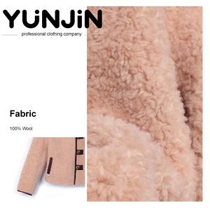 YUNJIN femmes véritable laine <span class=keywords><strong>fourrure</strong></span> chaud mouton peau <span class=keywords><strong>de</strong></span> mouton Double face mi-longueur manteau d'hiver <span class=keywords><strong>veste</strong></span> pour un confort ultime - Product Image 2