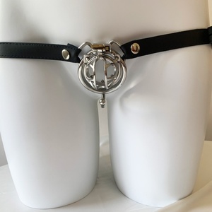 FRRK Wearable Curved <b>Ring</b> Chastity Cock Cage Stainless Steel Device with Black Belt for Men Adult <b>Couples</b> - Product Image 4