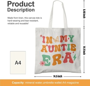 Bolsa de tela con estampado de letras retro y modernas, reutilizable, ecológica, <span class=keywords><strong>para</strong></span> compras, regalo <span class=keywords><strong>para</strong></span> tía, con la inscripción "En mi era de tía" - Product Image 2
