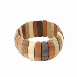 Pulsera de Madera Tradicional 100% Natural, Color Madera, Hecha a Mano, Pulsera de Madera Maciza para Mujeres y Niñas, para Bodas y Fiestas - Product Image 1