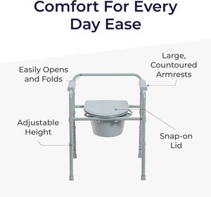 Chaise de toilette pliante 3-en-1 en acier thermolaqué, réglable en hauteur, solution WC portable et durable pour personnes âgées - Product Image 6