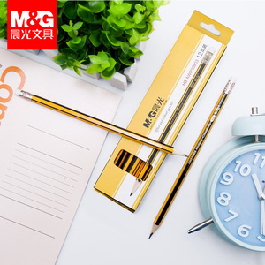 Lápiz de Madera Hexagonal M&G HB AWP30803, Amarillo con Rayas Negras, Lápiz para Exámenes y Arte, Paquete de 12 - Product Image 1