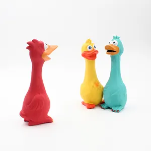 Wholesale bite resistant latex pet screming chicken dog latex squeaky chew toy manufactory