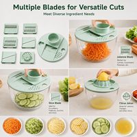 Escurridor de Ensaladas de Gran Capacidad para Cocina, Lavador de Frutas y Verduras, Rebanador Mandolina, Apto para Lavavajillas, Construcción de Plástico PP