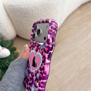เคสโทรศัพท์มือถือลายเสือดาว Ripples Leopard Love Cat สำหรับ iPhone 17 16 15 Pro Max วัสดุ PC tpu ลายดาว IMD ผ้าลินิน พิมพ์ลายแบบ Sublimation ฝาหลังเปล่า - Product Image 6