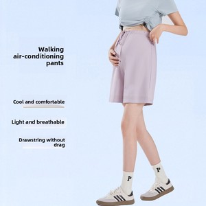 Summer Thin Simple Fashion Cool Feel Outdoor Home Pants No Support Ice Silk Maternity Leggings Drawstring for Maternity Clothing - Product Image 2