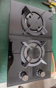Estufa de gas integrada de cuatro lados con cara de vidrio de 4 piezas con múltiples quemadores: carbón licuado, gas natural, alta temperatura, estufa de gas