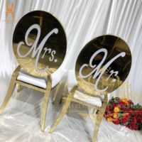 Chaise de mariage de luxe en acier inoxydable pour le marié et la mariée, chaise de couple pour la mariée et le marié