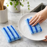 Éponge à vaisselle en microfibre résistante anti-rayures, tampon à récurer double face réutilisable pour casseroles et poêles de cuisine