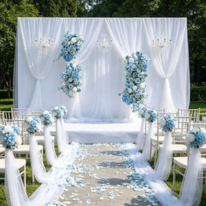 Nouvelles décorations florales pour mariage, fleurs artificielles en soie pour la décoration de fond de mariage - Product Image 1