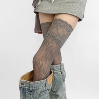 Collants et chaussettes sexy en dentelle à motif léopard blanc pour femme, style JK, au-dessus du genou, pour robe de mode et tenue quotidienne – Vente en gros