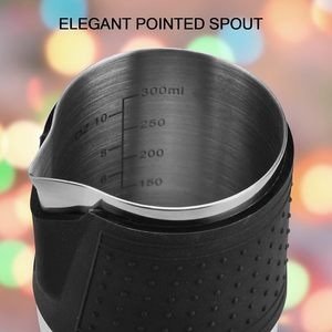 Pichet à mousser le lait, pichet à vapeur de lait de 420ml avec bec d'aigle, pichet à lait avec coussinets en silicone résistant à la chaleur - Product Image 4