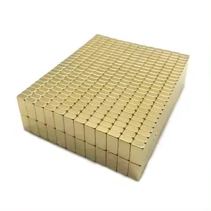 N35~N52 บล็อกสี่เหลี่ยมผืนผ้าแม่เหล็กนีโอไดเมียม Cube NdFeB แม่เหล็กเคลือบทอง