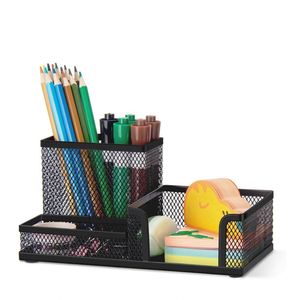 <b>Multi</b> Functional 3 Divided <b>Table</b> Holder <b>Table</b> Office Metal Mesh Desk Organizer 3 Compartments Desktop Accessories - Product Image 2