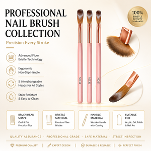 Ensemble de pinceaux pour gel UV à ongles, poils flexibles et durables, sans perte de poils, application uniforme, personnalisable, fournitures de manucure pour salon de beauté - Product Image 1