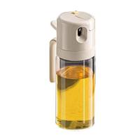 Botella pulverizadora y dispensadora de aceite 2 en 1 con asa, 550 ml, de vidrio, para aceite de oliva, para cocinar, freír al aire, ensaladas, barbacoa, cocina, fácil de limpiar
