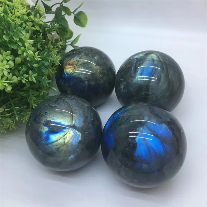 Natural Blue Flash Labradorite Stone Balls Polished Quartz Crystal Sphere for Home Decoration