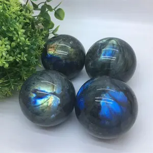 Natuurlijke Blauwe Flash Labradoriet Steen Ballen Gepolijst Quartz Crystal Sphere Voor Home Decoratie