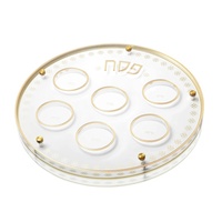Plateau de Seder en Lucite avec accents dorés de luxe, plateau de service moderne en acrylique transparent pour Pessa'h, inspiré du plateau de Seder