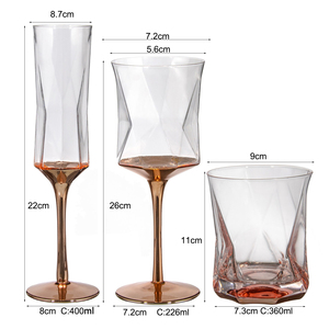 Samyo Wedding Square Design <span class=keywords><strong>oro</strong></span> rosa stelo di cristallo soffiato a mano di grande capacità di vino rosso <span class=keywords><strong>e</strong></span> bianco <span class=keywords><strong>bicchieri</strong></span> personalizzati calice - Product Image 2