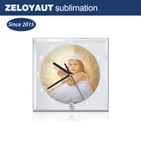 Vente directe d'usine conception minimaliste personnalisée bricolage sublimation horloges de bureau en verre tendance article de décoration intérieure