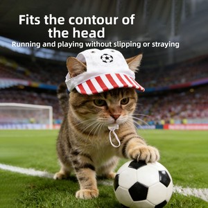 Haustier-Fußballmütze Hunde-Baseballkappe Katzen-Sonnenblende mit Ohrlöchern Verstellbarer UV-Schutz für den Sommer Fußball-Thema Haustier-Baseballkappe - Product Image 2