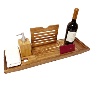 Bathroom Luxury Black <strong>White</strong> Natural Wood Bamboo Bathtub Caddy Expandable <strong>Bath</strong> Tub <strong>Tray</strong> with Extending Side for <strong>Bath</strong> - Product Image 5
