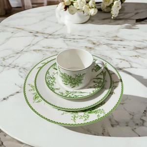 Wholesale Luxury Bone China <b>Dinnerware</b> <b>Sets</b> Sustainable Gold Porcelain with Plant Pattern Elegant <b>Dinnerware</b> Kits for Home Use - Product Image 2