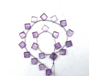 Pierres précieuses d'améthyste rose naturelle 20 pièces perles de briolette de forme carrée à facettes faisant des bijoux faits à la main en gros - Product Image 3