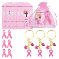 Porte-clés broche ruban rose pour la sensibilisation au cancer du sein, pour femmes, événements d'amitié et de charité