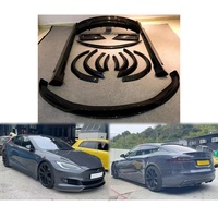 Nouveau kit de pare-chocs en fibre de carbone humide pour Tesla Model S Wide-body 2017 avec feux antibrouillard, spoiler avant/arrière et jupes latérales, ajustement universel