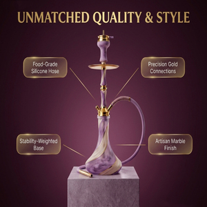 Juego de cachimba de mármol púrpura de lujo, moderno, de acero inoxidable dorado, shisha, narguile, pipa de agua para fumar, para bar, salón, fiesta, regalo. - Product Image 4