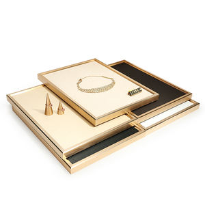 Plateau de présentation de bijoux Jinsky en métal doré et argenté, empilable, pour bagues et colliers, vente en gros - Product Image 4