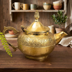 Oriental Style Brass Tea Pot With Lid And Handle Metal <b>Kettle</b> Water Pots Decorative Design - Product Image 6