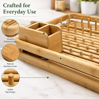 Étagère à vaisselle multifonctionnelle en bambou naturel OEM/ODM, 1 niveau, robuste, porte-épices de cuisine, organisateur de rangement, 2 compartiments
