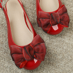 Venta al por Mayor de Zapatos Planos de Ballet con Lazo Rojo, Estilo Princesa, Punta Cerrada, para Niñas - Product Image 3