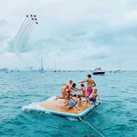 Plateforme flottante gonflable InflaToGo à prix d'usine pour jeux aquatiques, île DropStitch pour yacht, idéale pour le surf en extérieur, 5-10 passagers