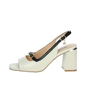 Sandales à talons Mariella Burani pour femme 51161 en cuir noir à bout carré et talon bloc avec bride arrière - Product Image 1