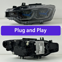 Para BMW Serie 3 F30 F35 2013-2018, Conjunto de Faros Delanteros Bi-LED Láser con Proyector, Estilo Deportivo Mejorado, Ojo Dorado, DRL de Doble Color