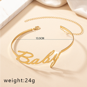 Kalung Choker huruf huruf bayi, Perhiasan Pria Wanita Goth Punk berlebihan logam berat - Product Image 5