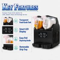 Mesin Slush Mini 2 Tangki 3L X 2 Pembuat Slushie Kompak dengan Layar LED Pintar 600W Mesin Minuman Beku untuk Kafe