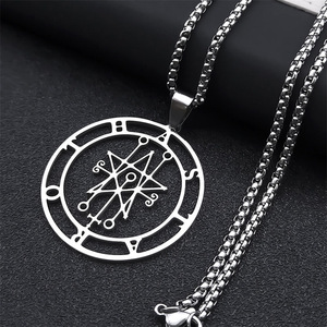 Astaroth Sigil <span class=keywords><strong>Goetia</strong></span> Collier Gothique en Acier Inoxydable pour Hommes Demon Seal Satanique Patch Jewelry - Product Image 3