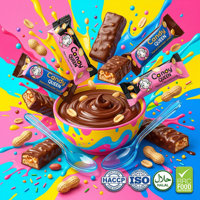 Barritas de Chocolate con Leche Rellenas de Mantequilla de Cacao Pura y Nueces, Dulces de Chocolate, Snacks Clásicos para Reemplazar Comidas, Venta al Por Mayor