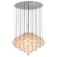Lustre Moderne du Milieu du Siècle en Verre de Murano, Grand Luminaire Suspendu Rond pour Plafond, Idéal pour Salon, Salle à Manger, Escalier