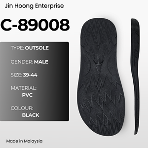 Jin Hoong Men C-89008, Suela Exterior Ligera de PVC Negro, Resistente al Agua, Antideslizante y Duradera, Hecha en Malasia - Product Image 1